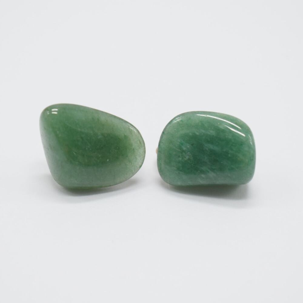 Natural Chunky Green Gemstone Screw Back Clip-On Earrings Boho Earthy Whimsigoth